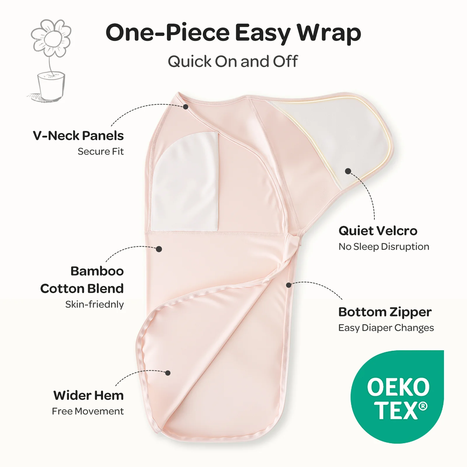Baby Sleep Sack 1.5 TOG & Easy Swaddle Wrap For 0-3M Bundle - Image 4