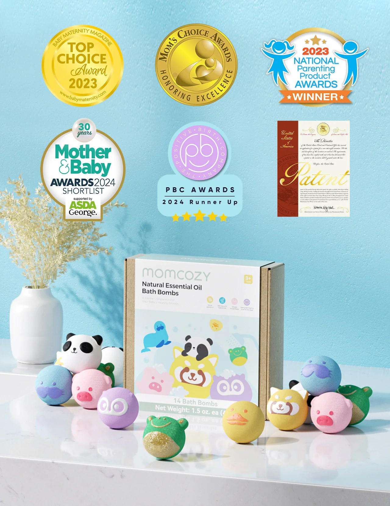 Momcozy Natural Essential Oil Bath Bombs with 7 Cute Animal Shapes(14 Pcs) - Image 9