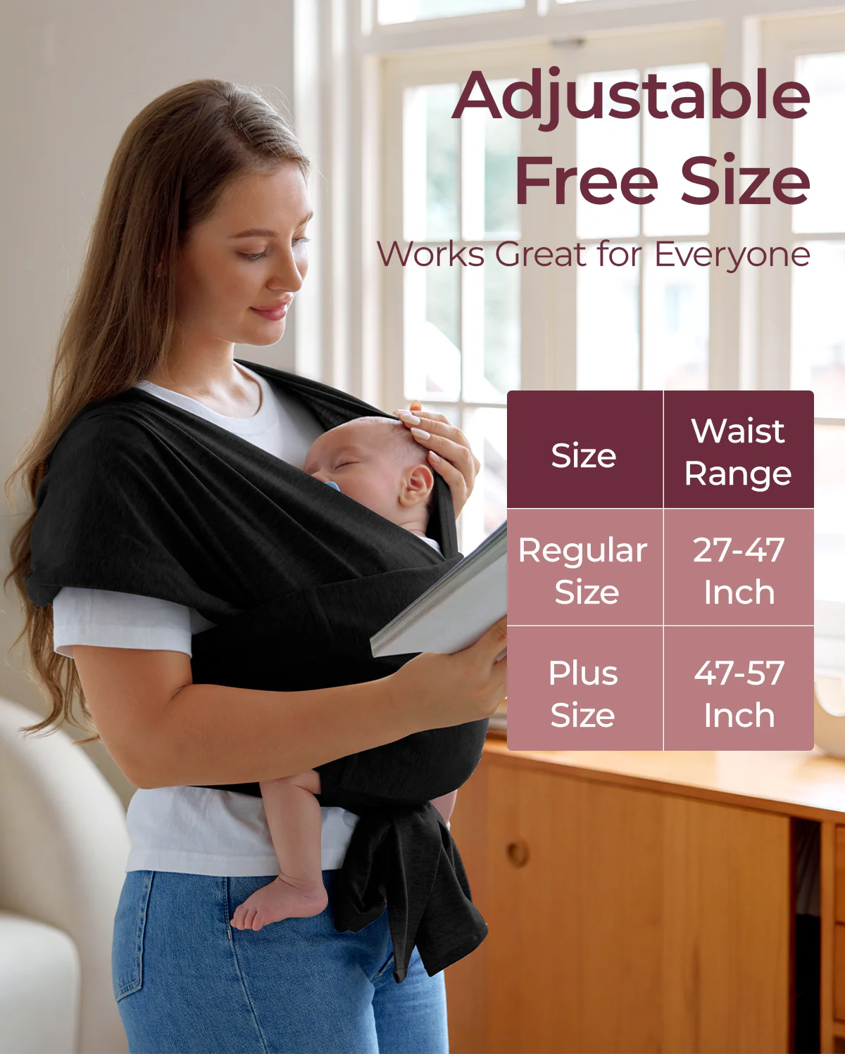 Easy to Wear Hands Free - Baby Wrap Carrier - Image 29