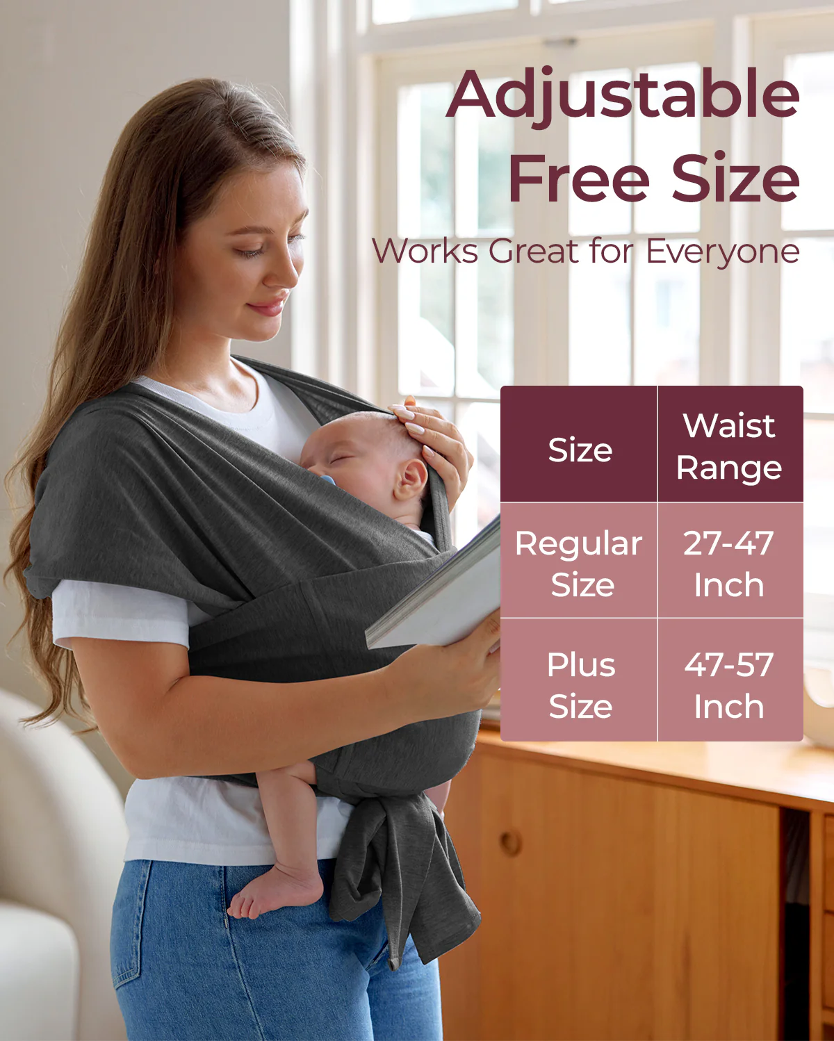 Easy to Wear Hands Free - Baby Wrap Carrier - Image 32