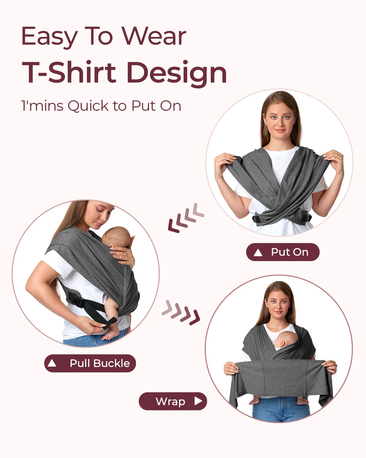 Easy to Wear Hands Free - Baby Wrap Carrier - Image 33