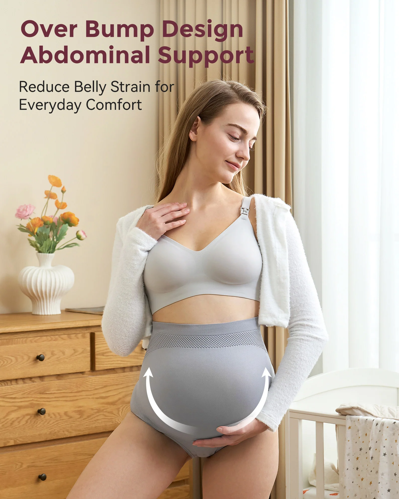 High Waist Pregnancy Seamless Soft Belly Support Panties - Image 10