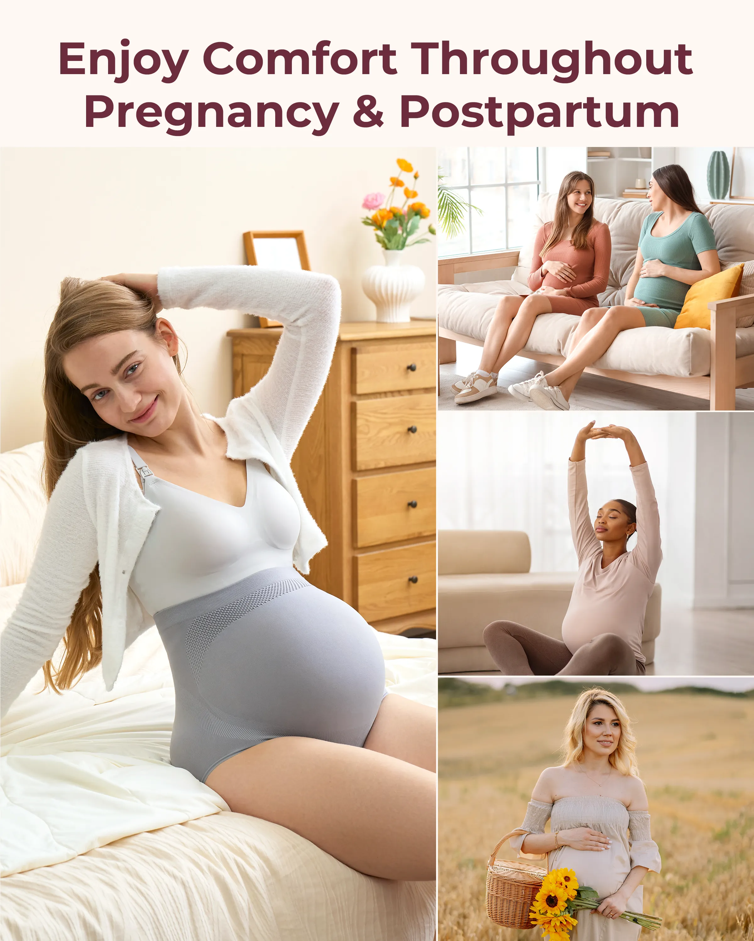 High Waist Pregnancy Seamless Soft Belly Support Panties - Image 34