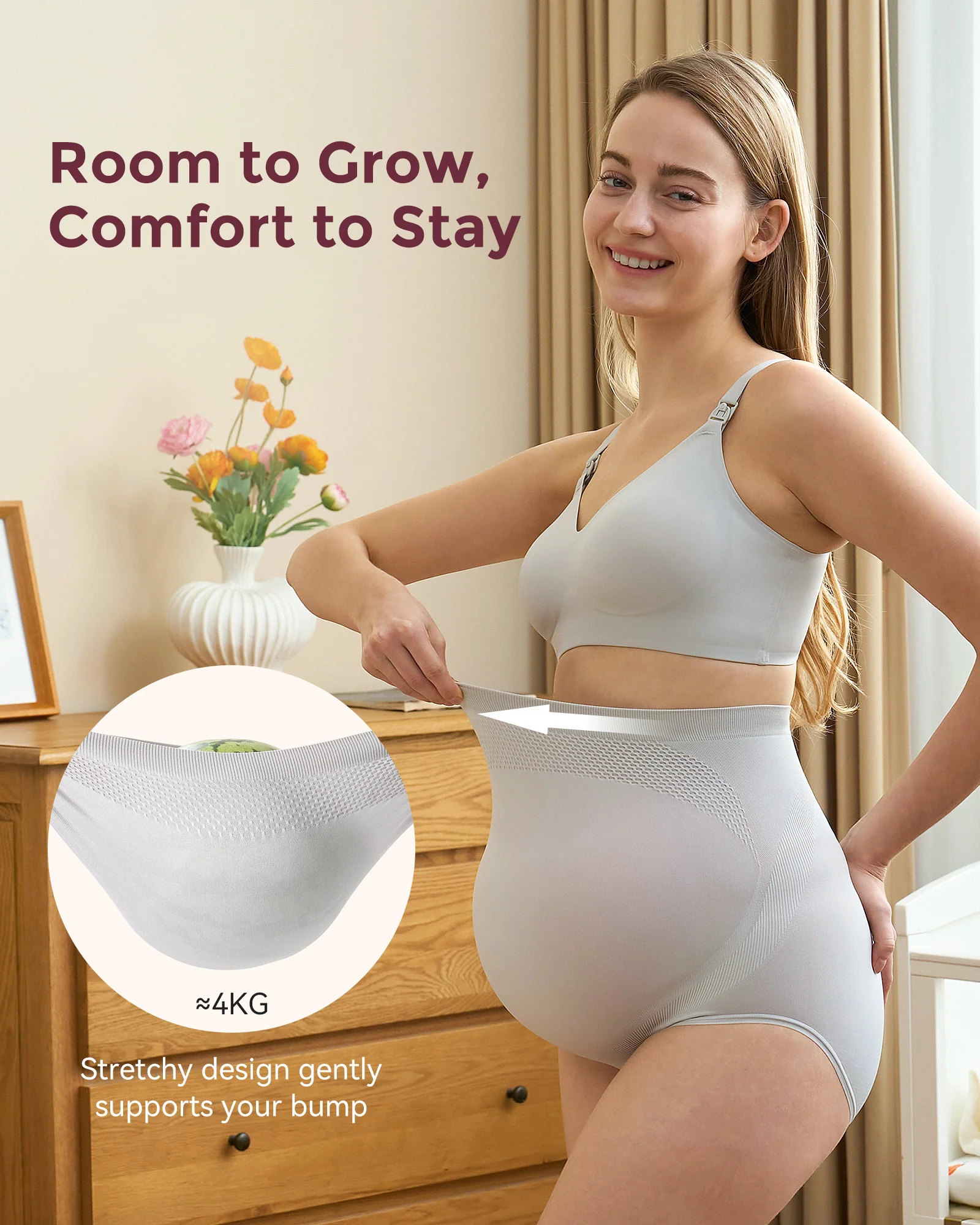 High Waist Pregnancy Seamless Soft Belly Support Panties - Image 9