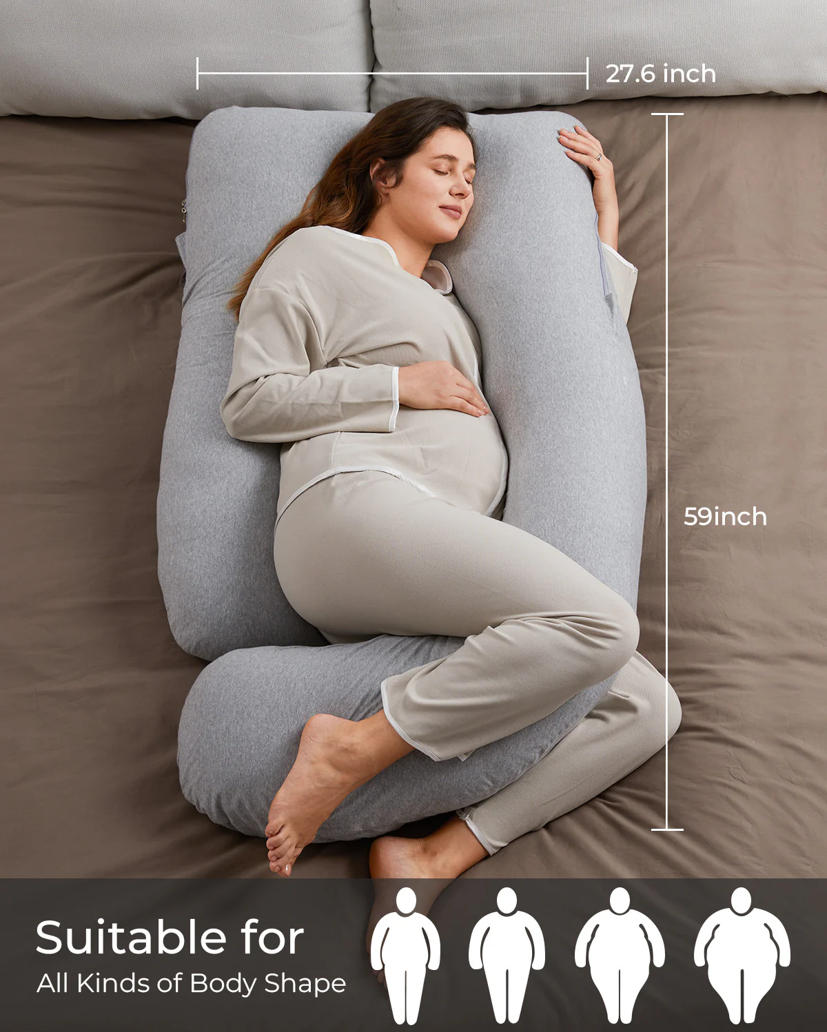 Huggable - 100% Cotton U Shaped Maternity Body Pillow - Image 3