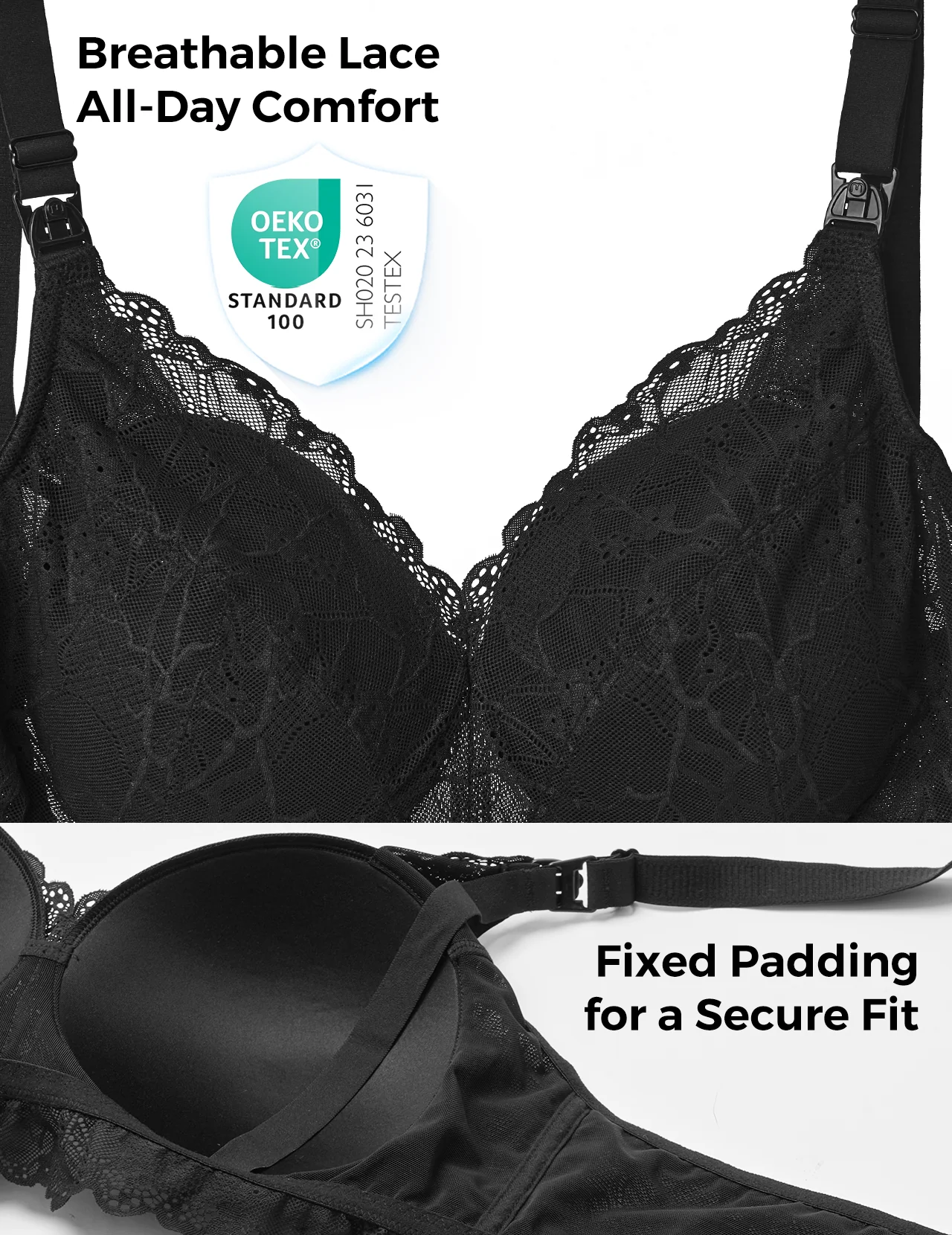 Soft Lace V Neck Nursing Bra - Image 3