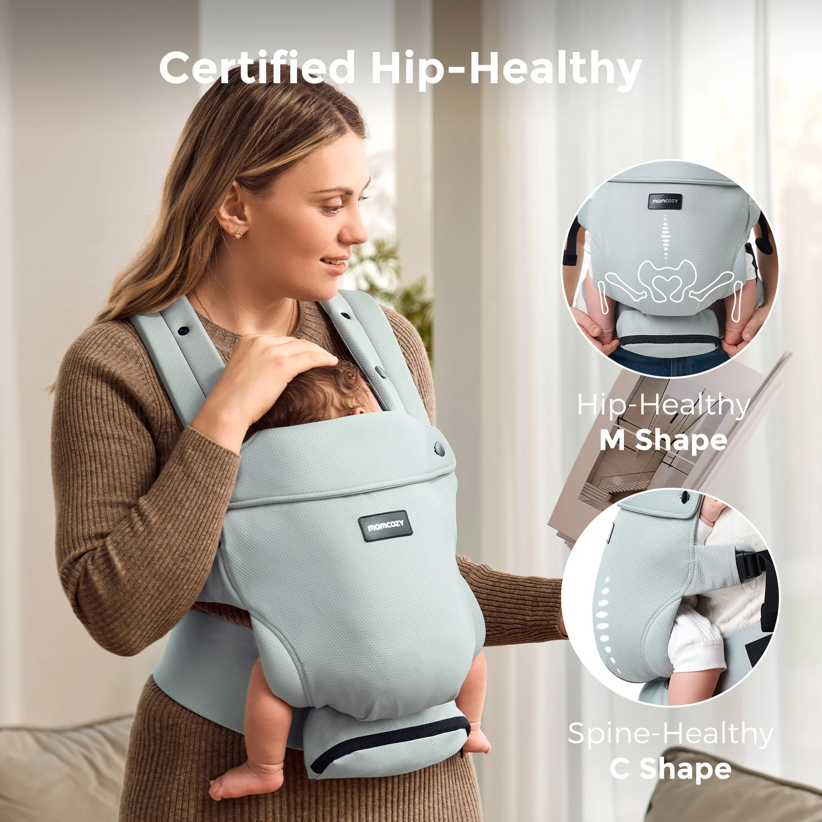 Momcozy Baby Carrier with Sunshield - Purplish Grey - Image 12