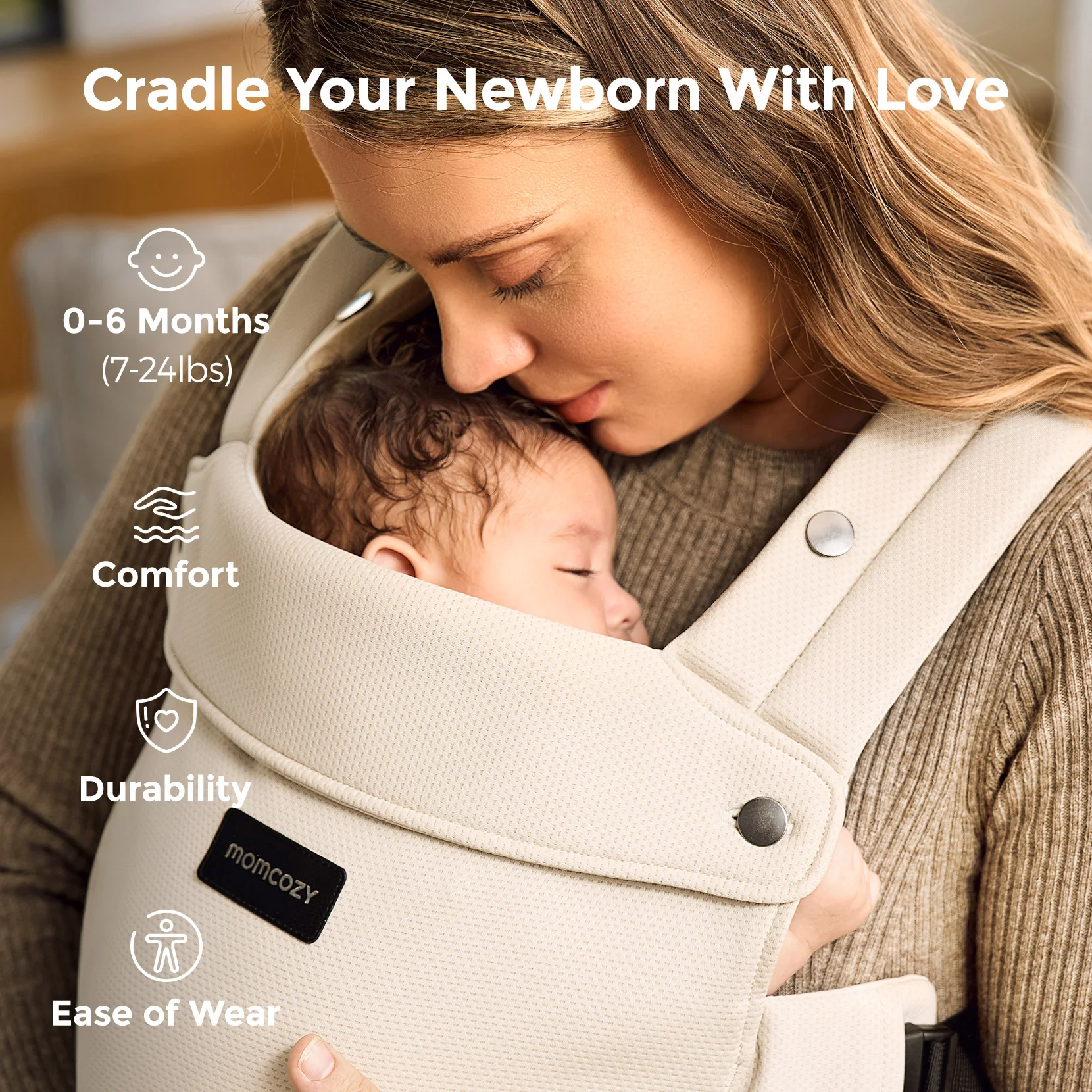 Momcozy Baby Carrier with Sunshield - Purplish Grey - Image 16
