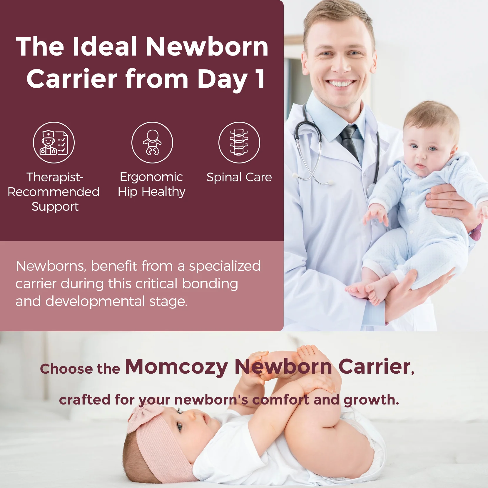 Momcozy Baby Carrier with Sunshield - Purplish Grey - Image 21