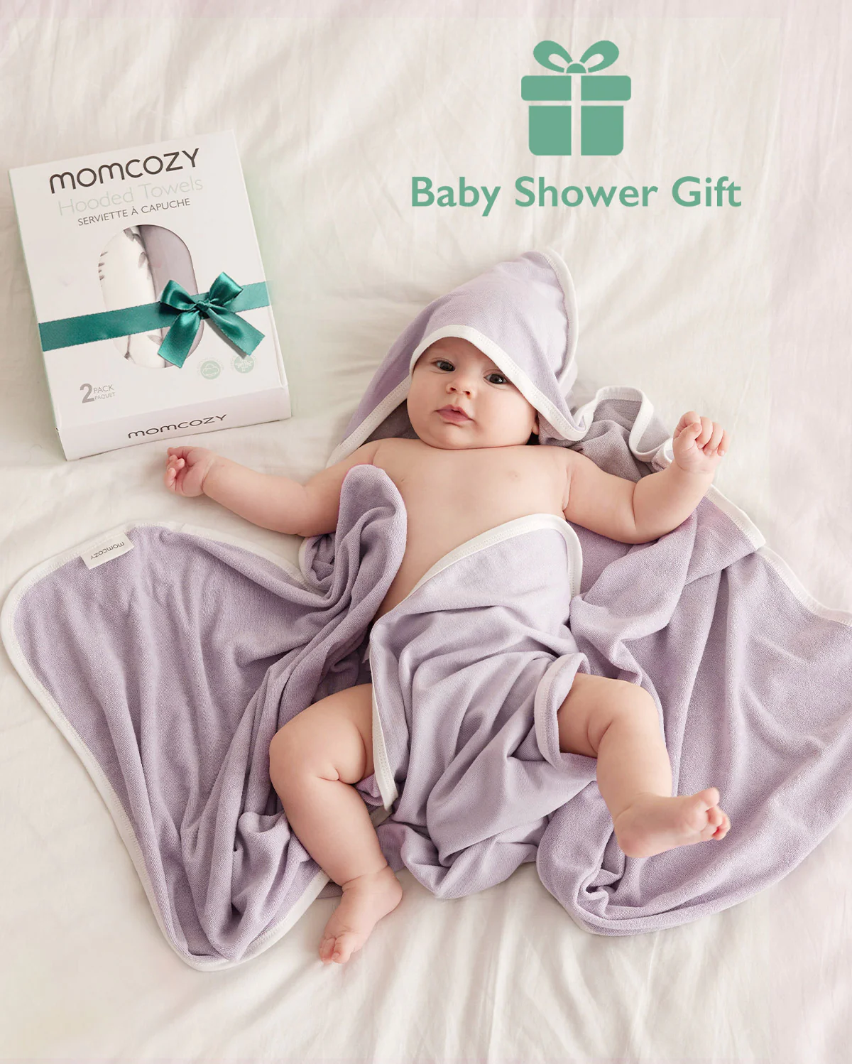 Baby Hooded Towel for Newborn Shower - 2-Pack - Image 13