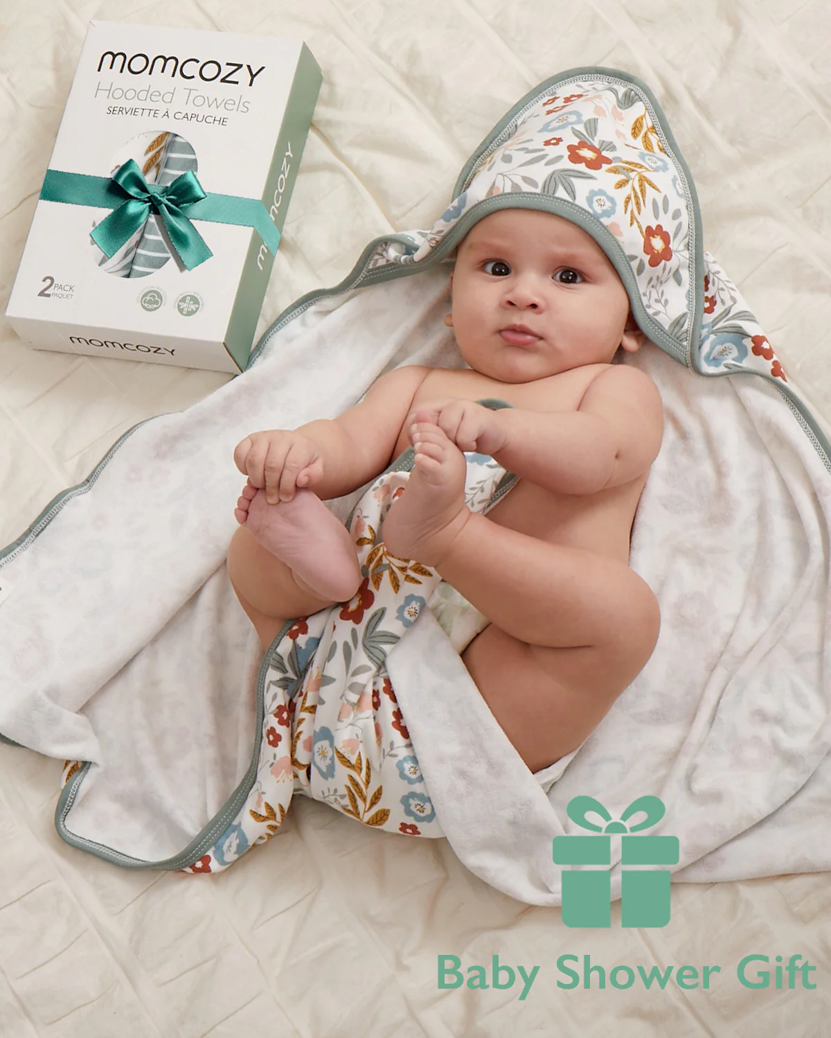 Baby Hooded Towel for Newborn Shower - 2-Pack - Image 27