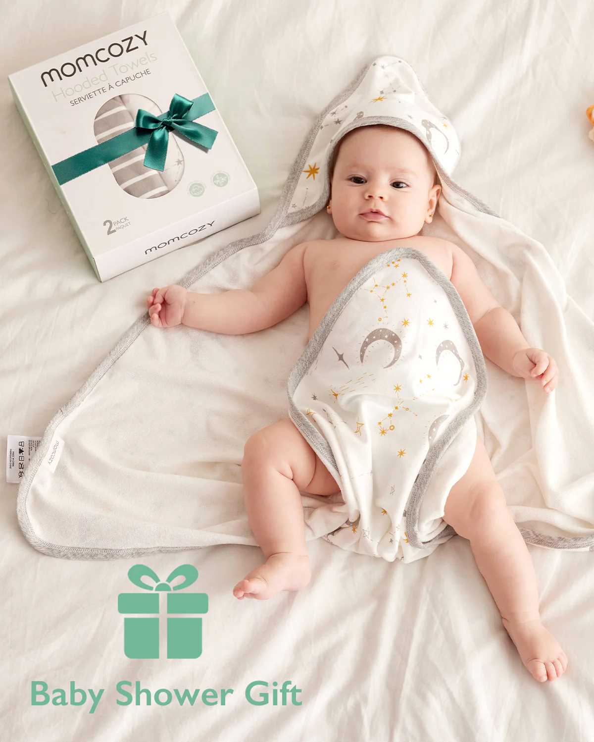 Baby Hooded Towel for Newborn Shower - 2-Pack - Image 21