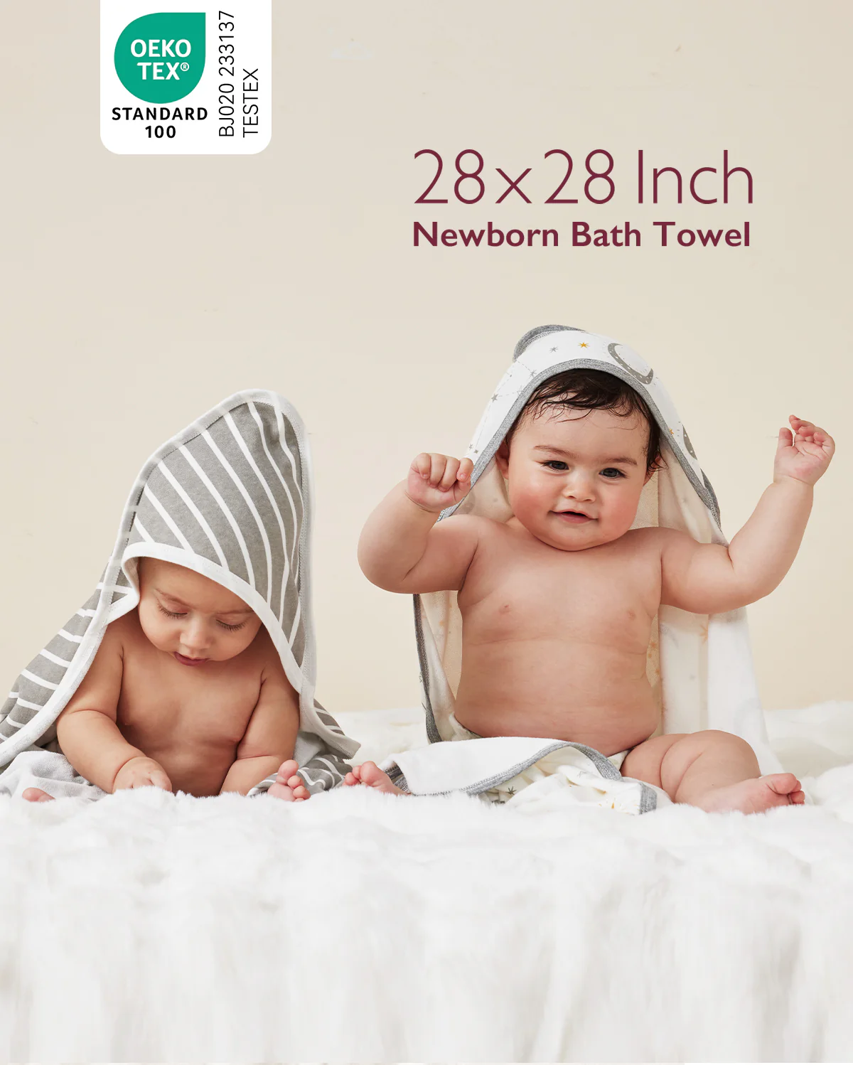 Baby Hooded Towel for Newborn Shower - 2-Pack - Image 25