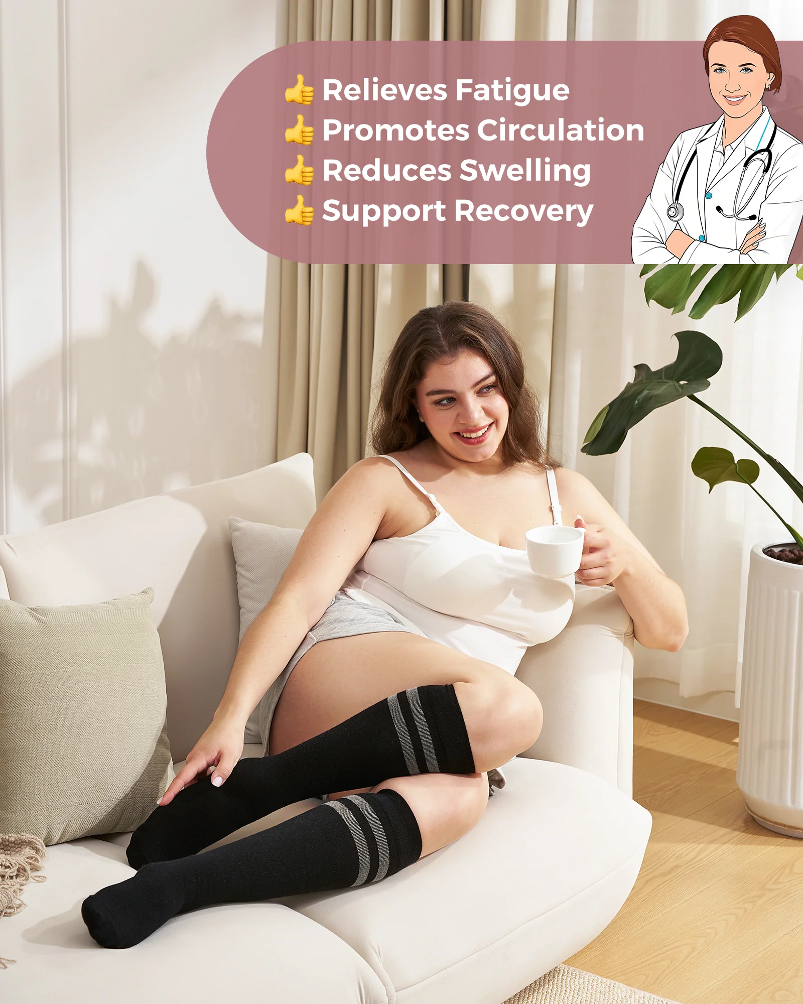 Momcozy Compression Socks for Women Wide Calf - Image 4