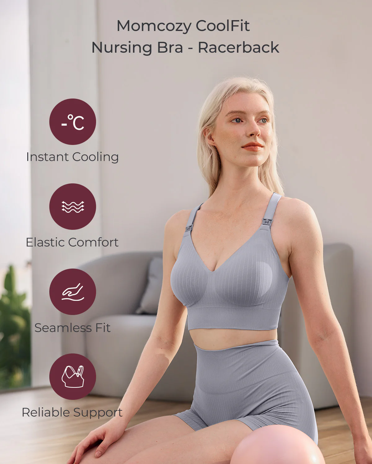 Momcozy CoolFit Nursing Sports Bra - Racerback - Image 30