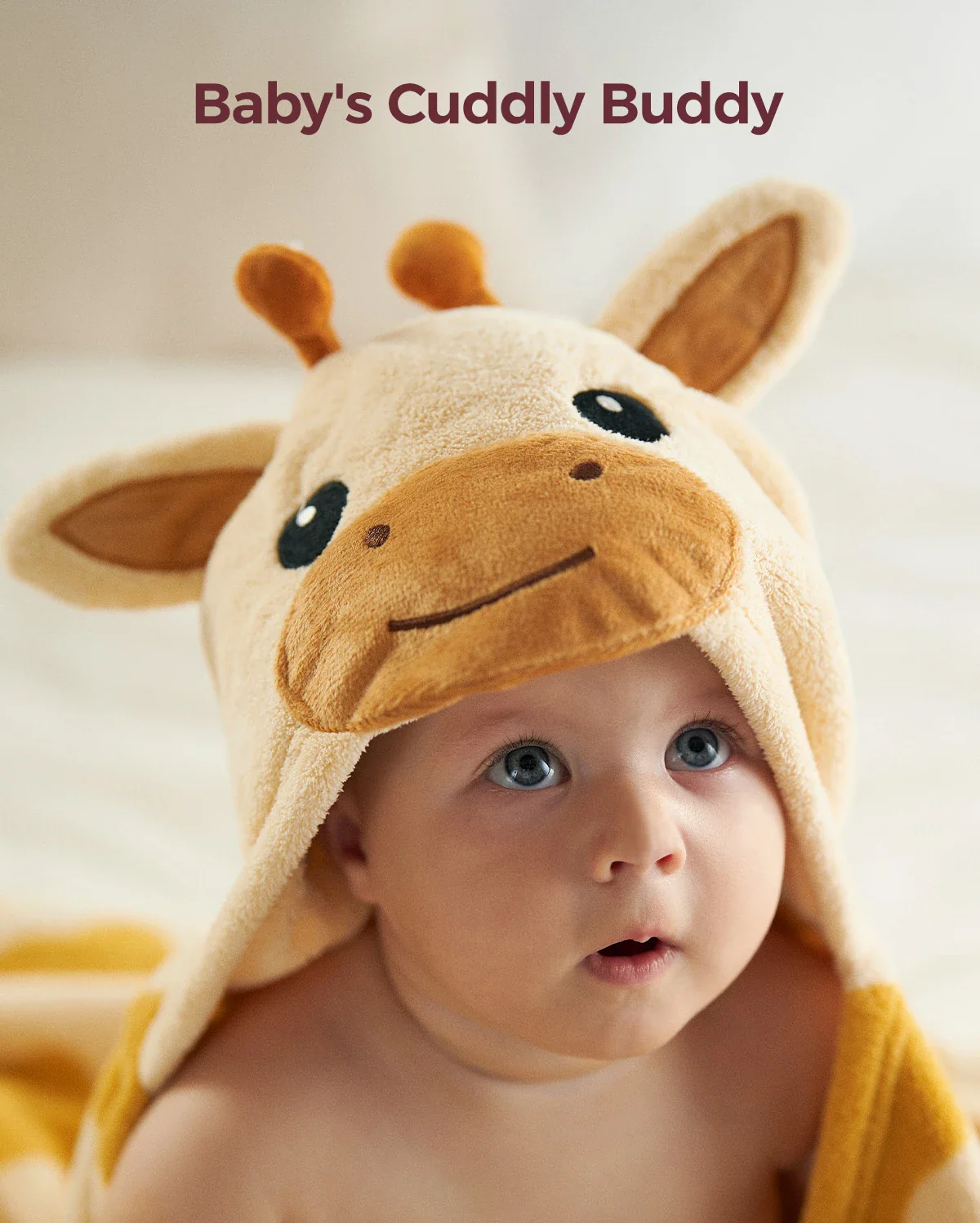 Momcozy Coral Fleece Hooded Baby Towel - Giraffe and Rabbit - Image 7