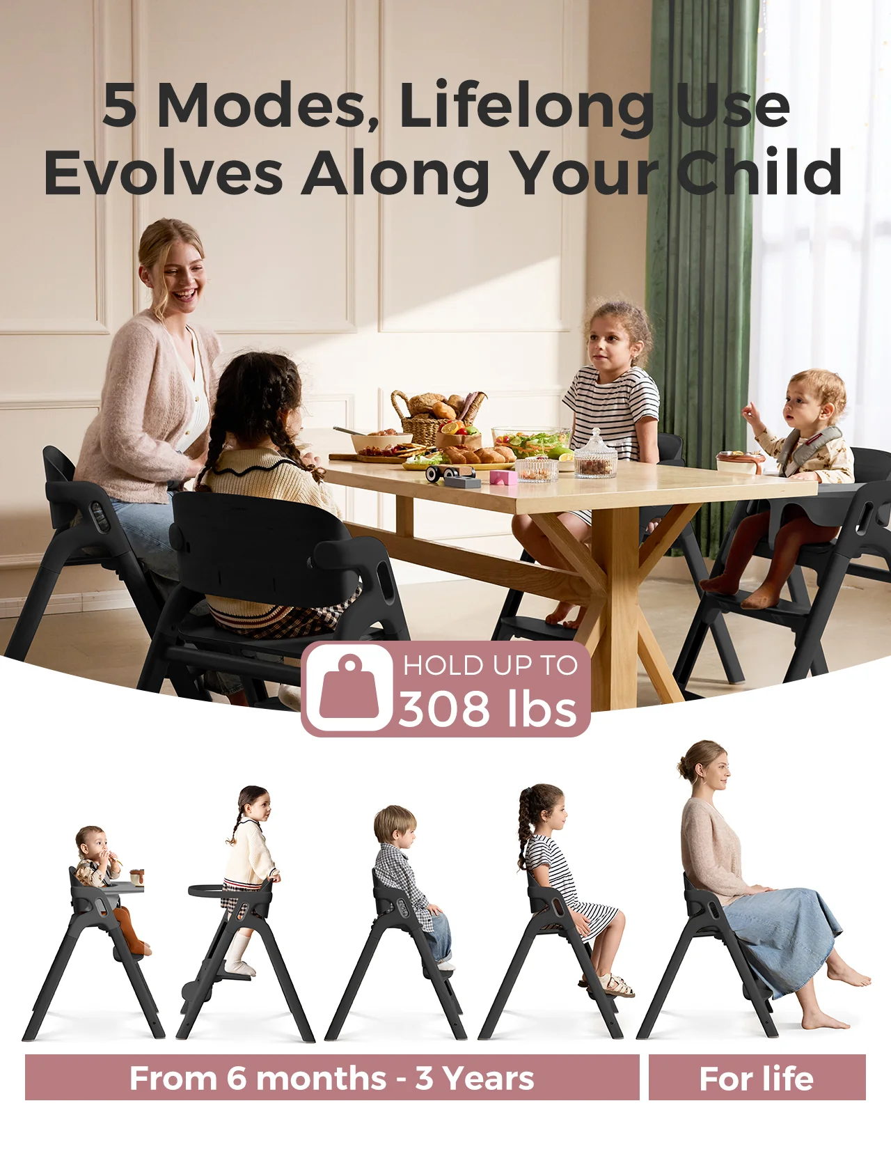 Momcozy DinerPal Black High Chair - UK - Image 2