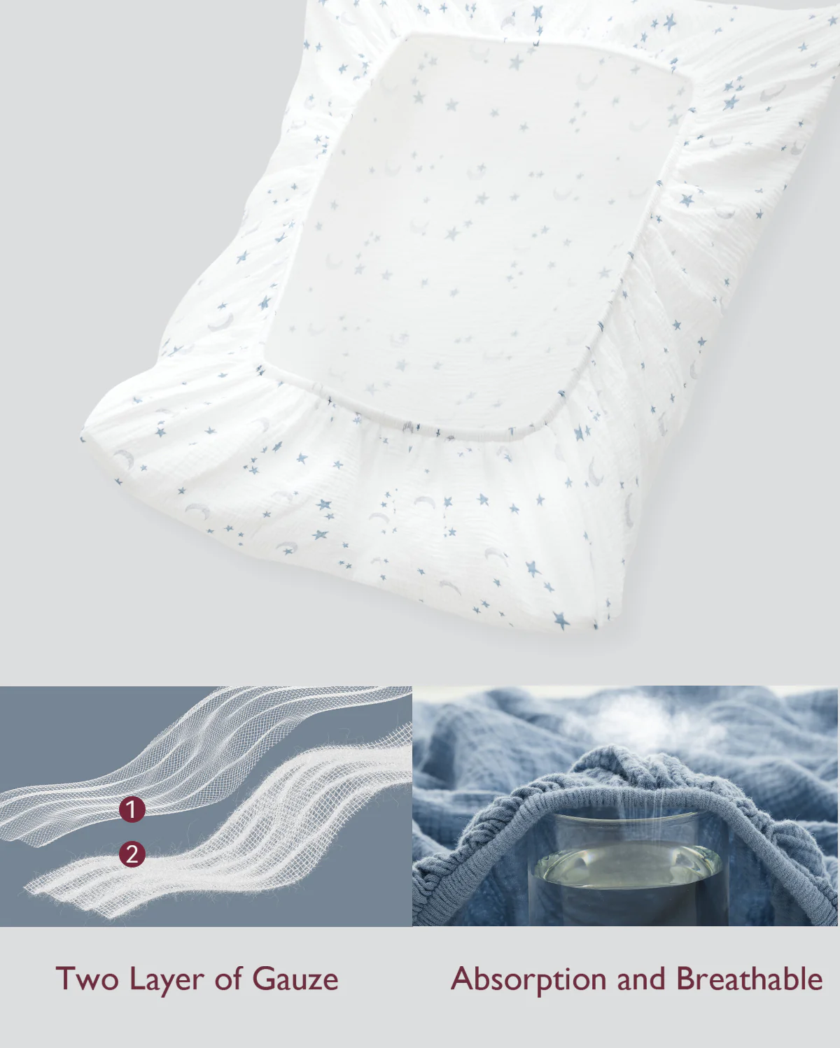 Momcozy Muslin Fitted Crib Sheets - 2 sizes - Image 5