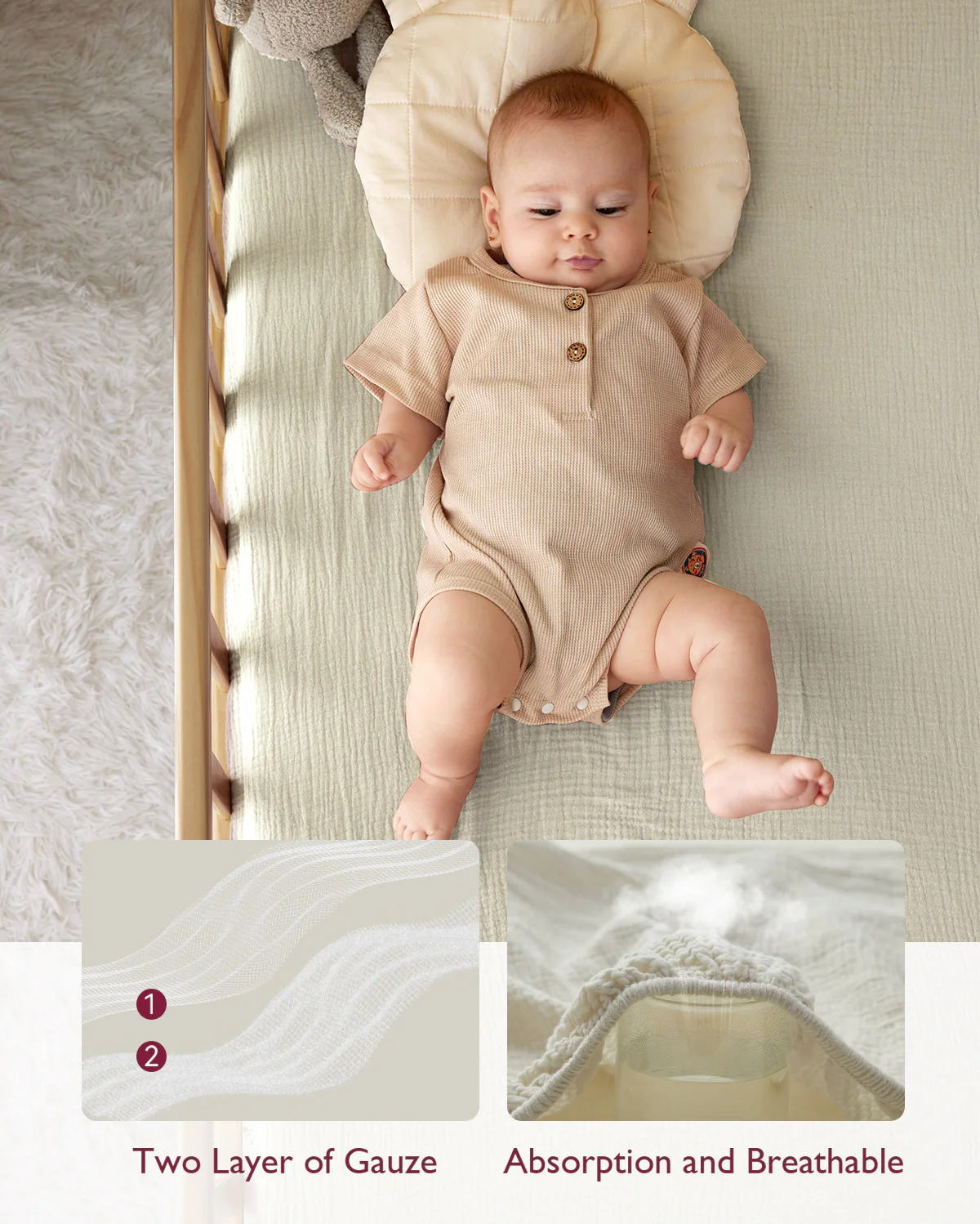 Momcozy Muslin Fitted Crib Sheets - 2 sizes - Image 13