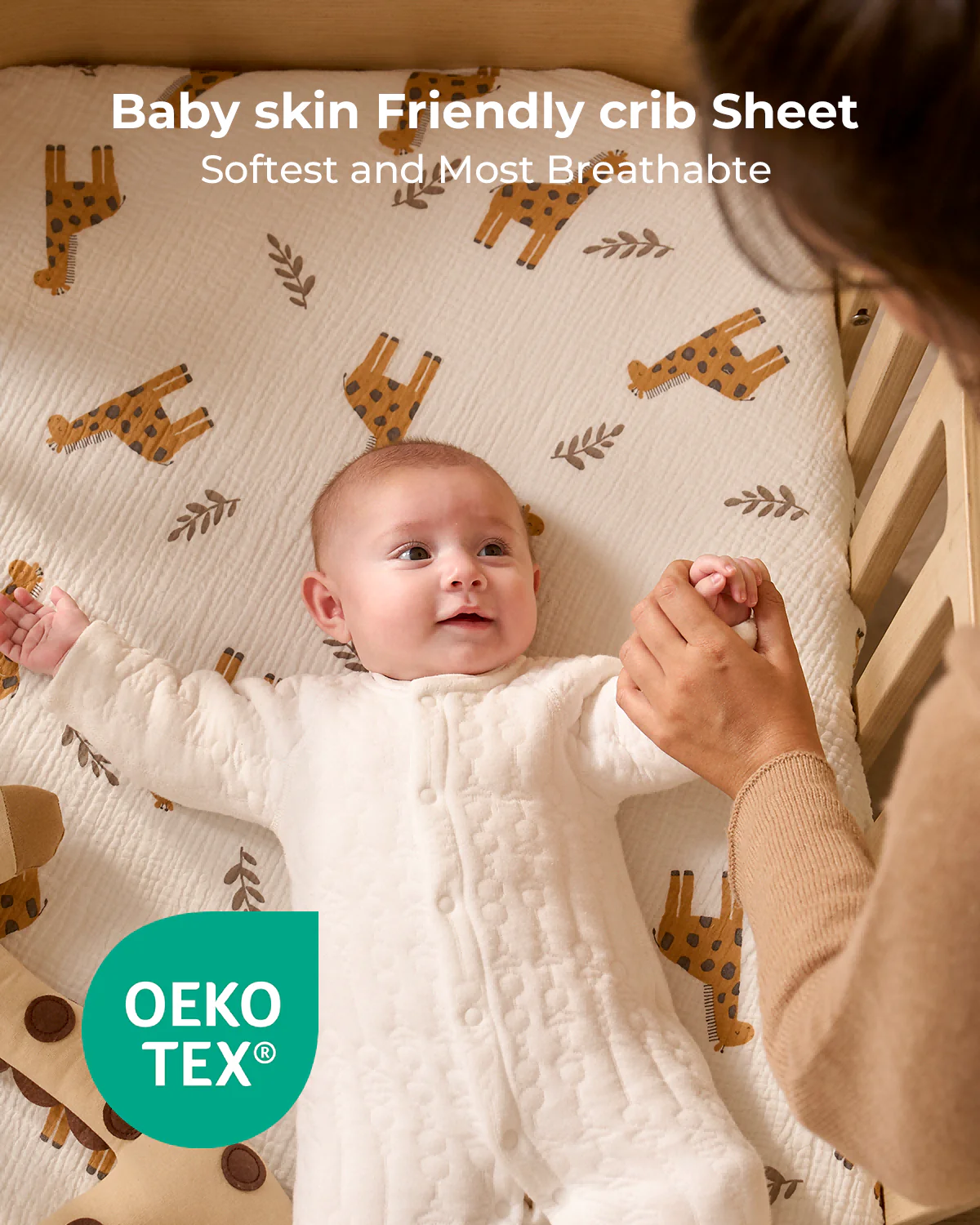 Momcozy Muslin Fitted Crib Sheets - 2 sizes - Bravery Giraffe - Image 4