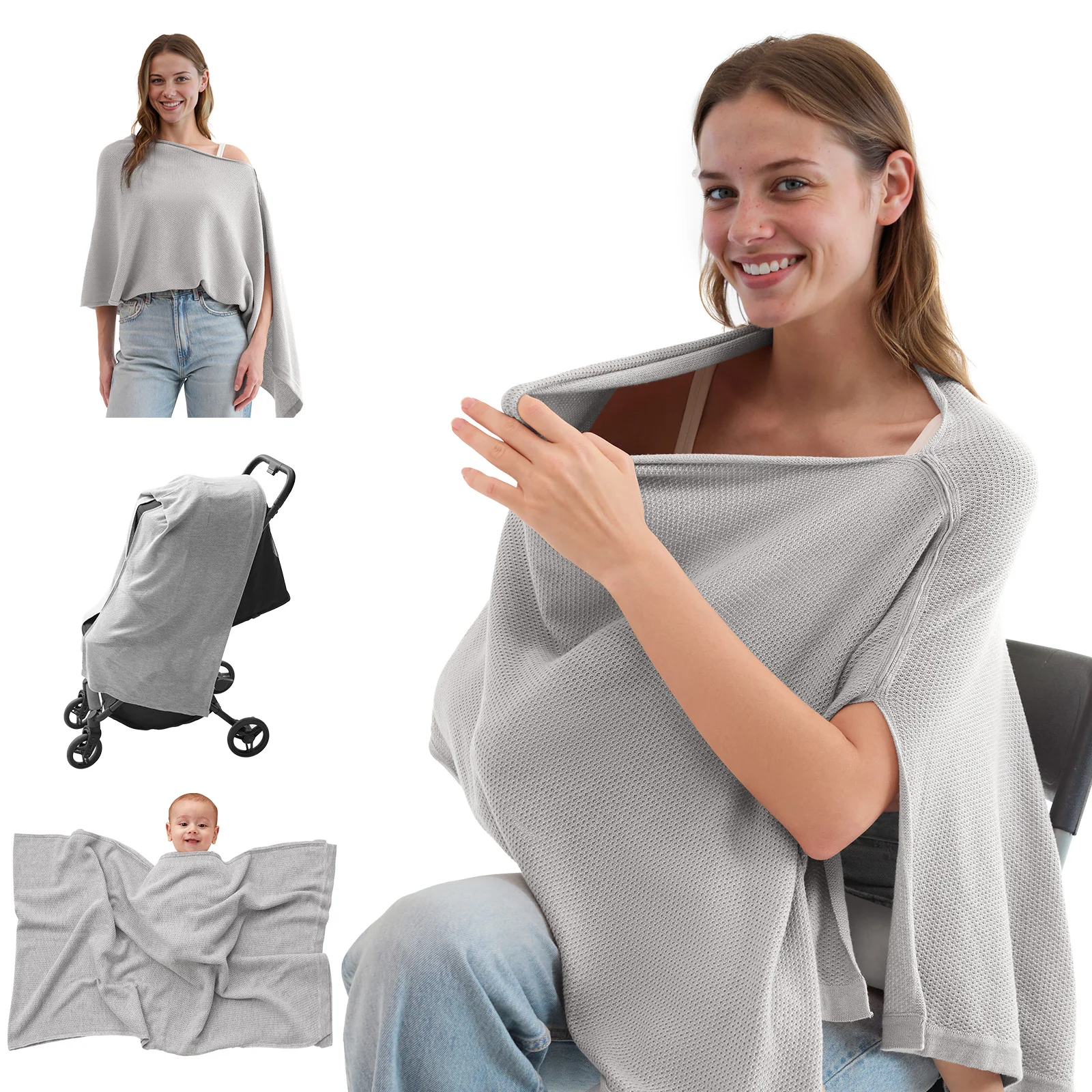 Momcozy Nursing Cover - Soft, Breathable, Multi-Use Privacy Poncho - Image 19