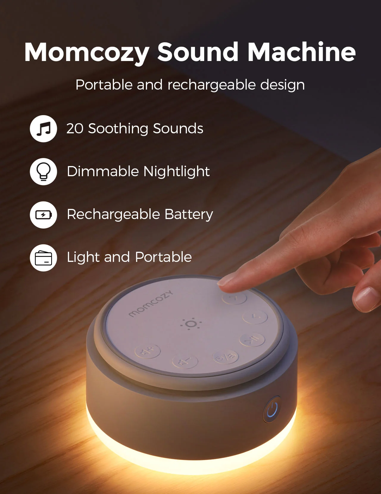Momcozy Baby Sound Machine - Long Battery Life (Warm Light) - Image 2