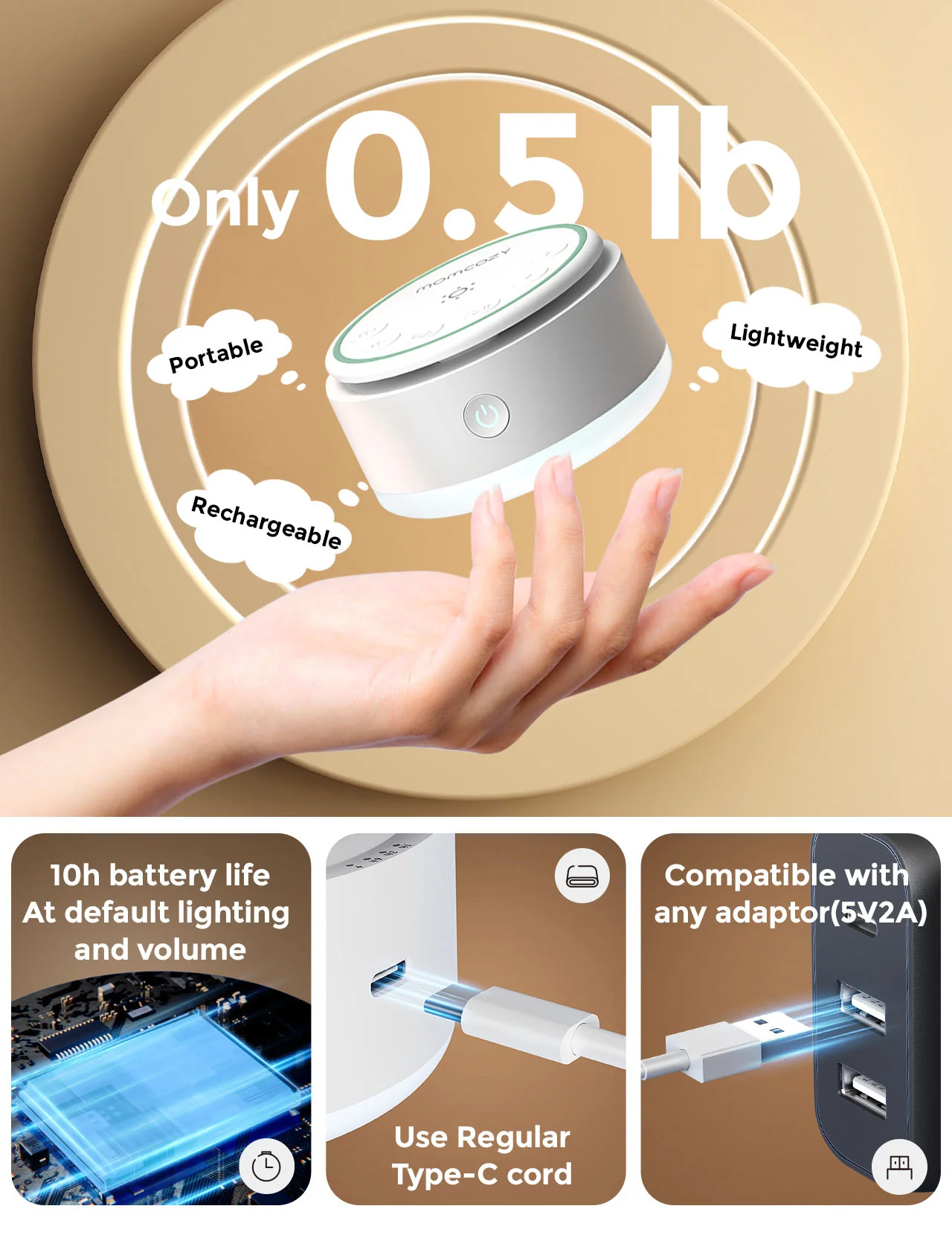 Momcozy Baby Sound Machine - Long Battery Life (Warm Light) - Image 4