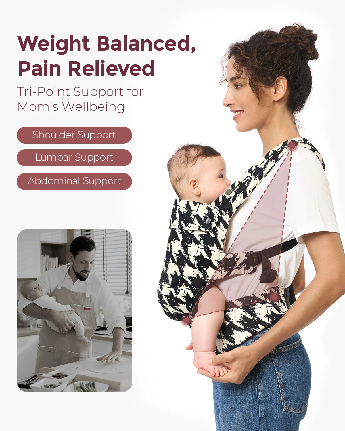 PureHug Baby Carrier - Cotton-Houndstooth - Image 3