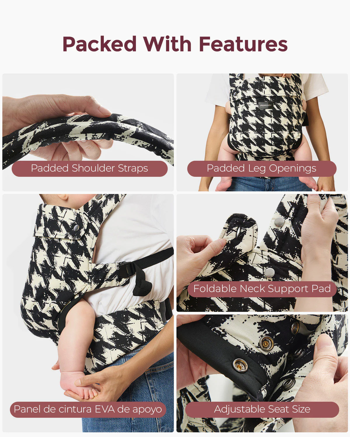 PureHug Baby Carrier - Cotton-Houndstooth - Image 4