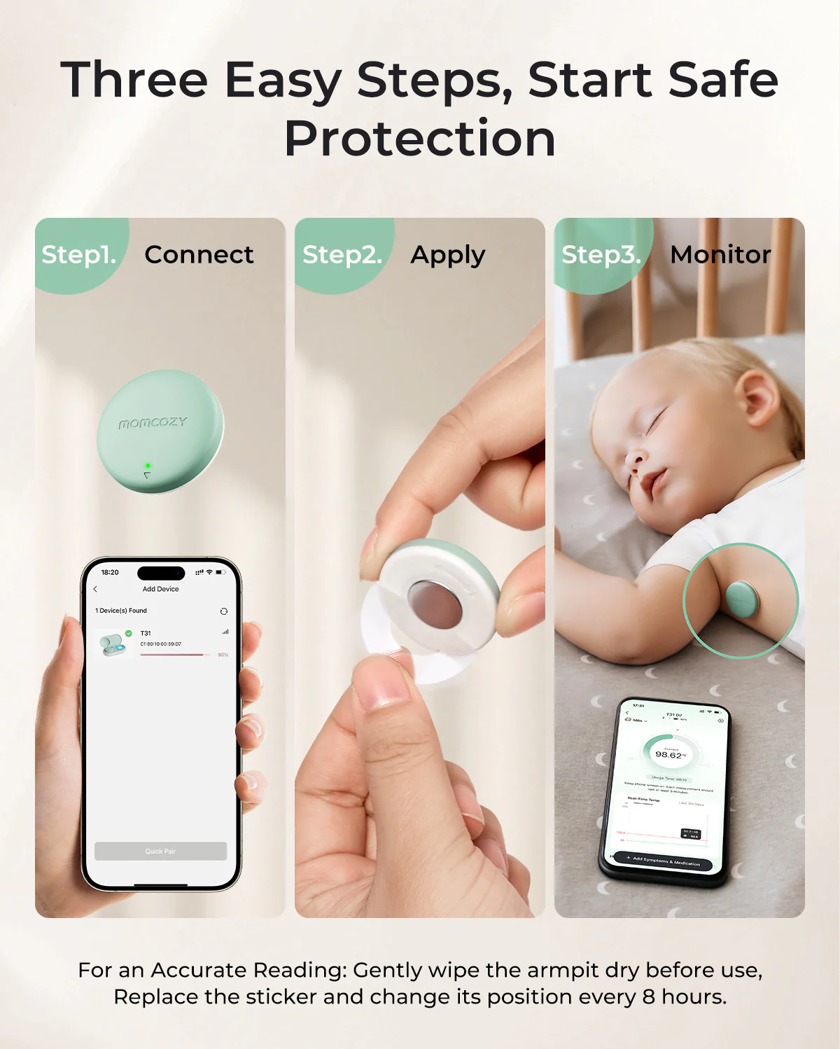 Momcozy Smart Baby Thermometer – Medical-Grade Accuracy & Real-Time App Monitoring - Image 6