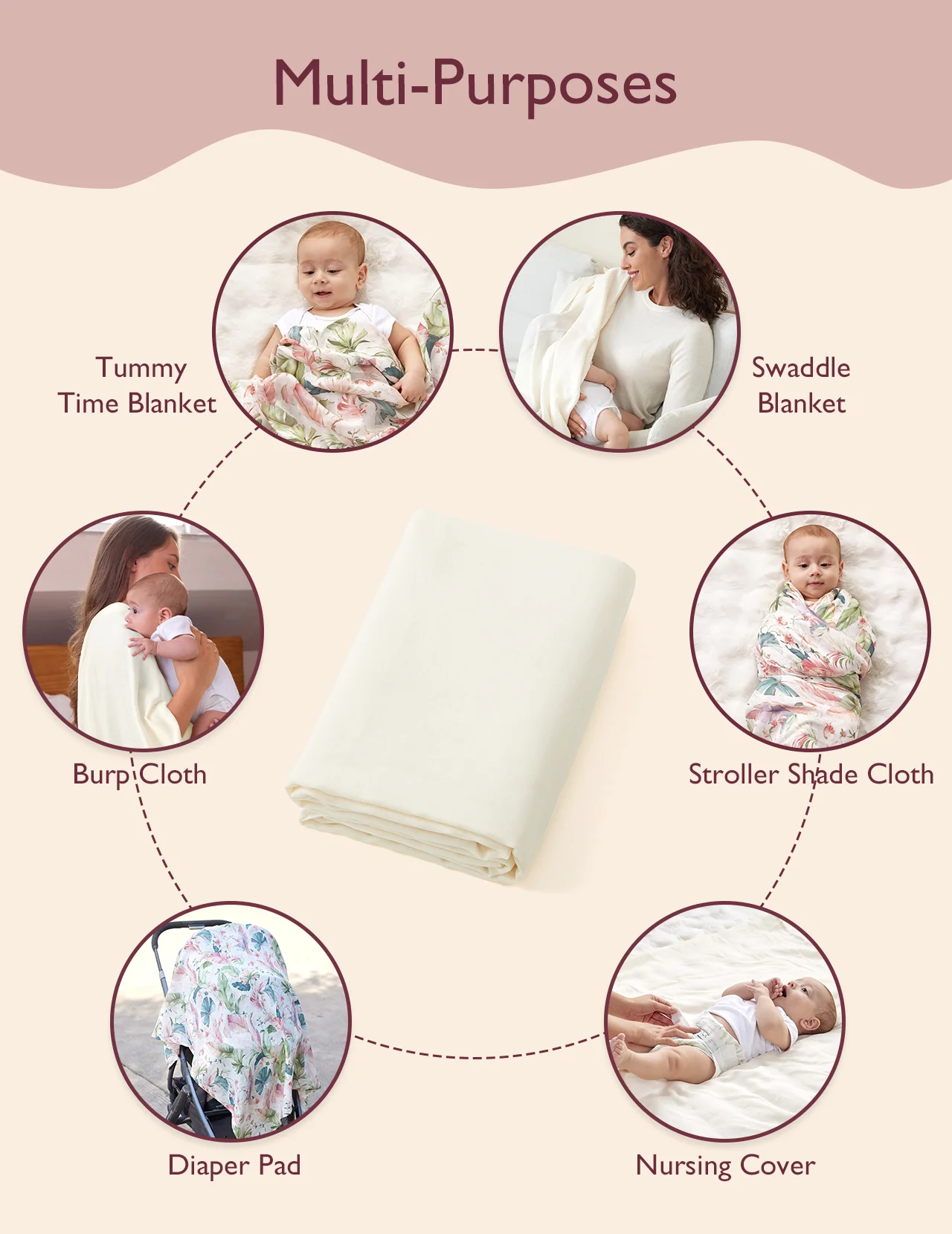 Momcozy Softness Swaddle Blankets -  Flower Beige (2 Pack) - Image 2