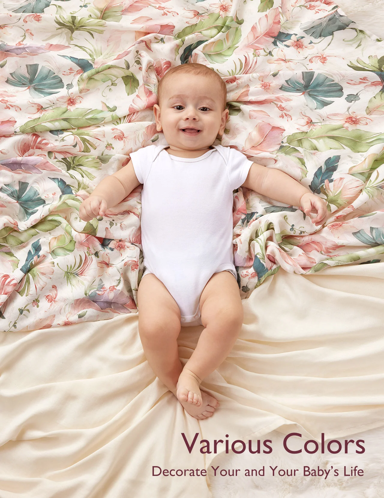 Momcozy Softness Swaddle Blankets -  Flower Beige (2 Pack) - Image 8