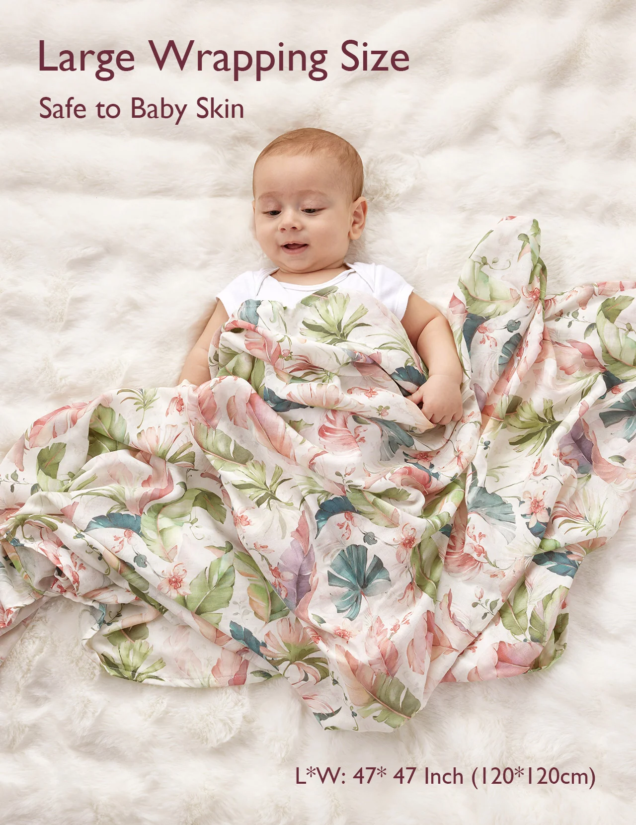 Momcozy Softness Swaddle Blankets -  Flower Beige (2 Pack) - Image 9