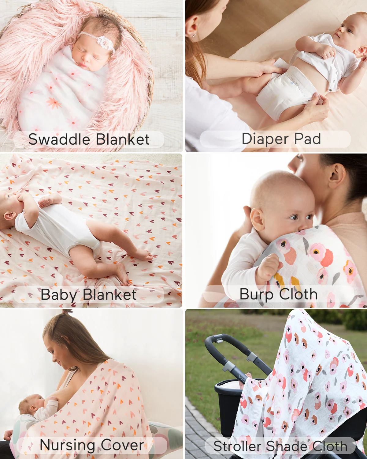 Momcozy Softness Swaddle Blankets -  Heart Flower (4 Pack) - Image 6