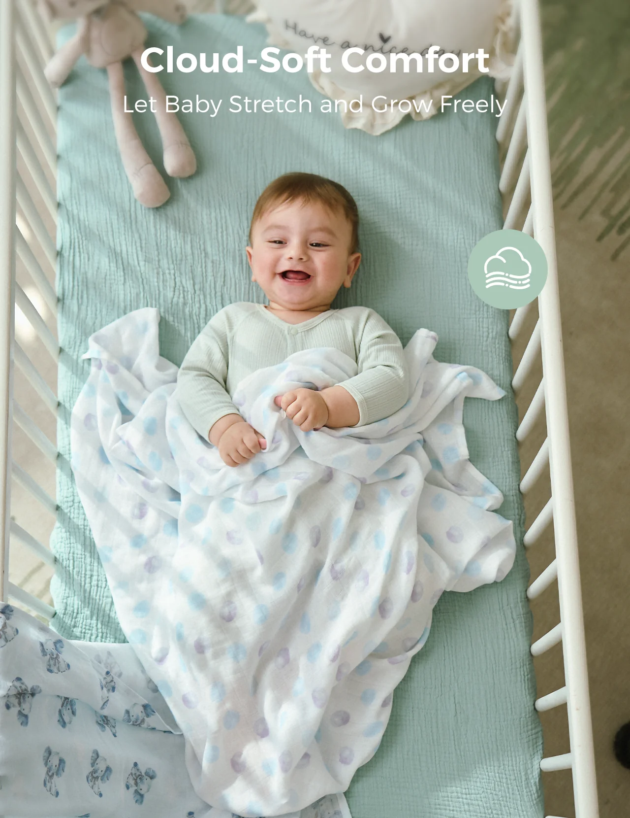 Momcozy Best Wishes Softness Swaddle Blankets -  Innocence - Image 3