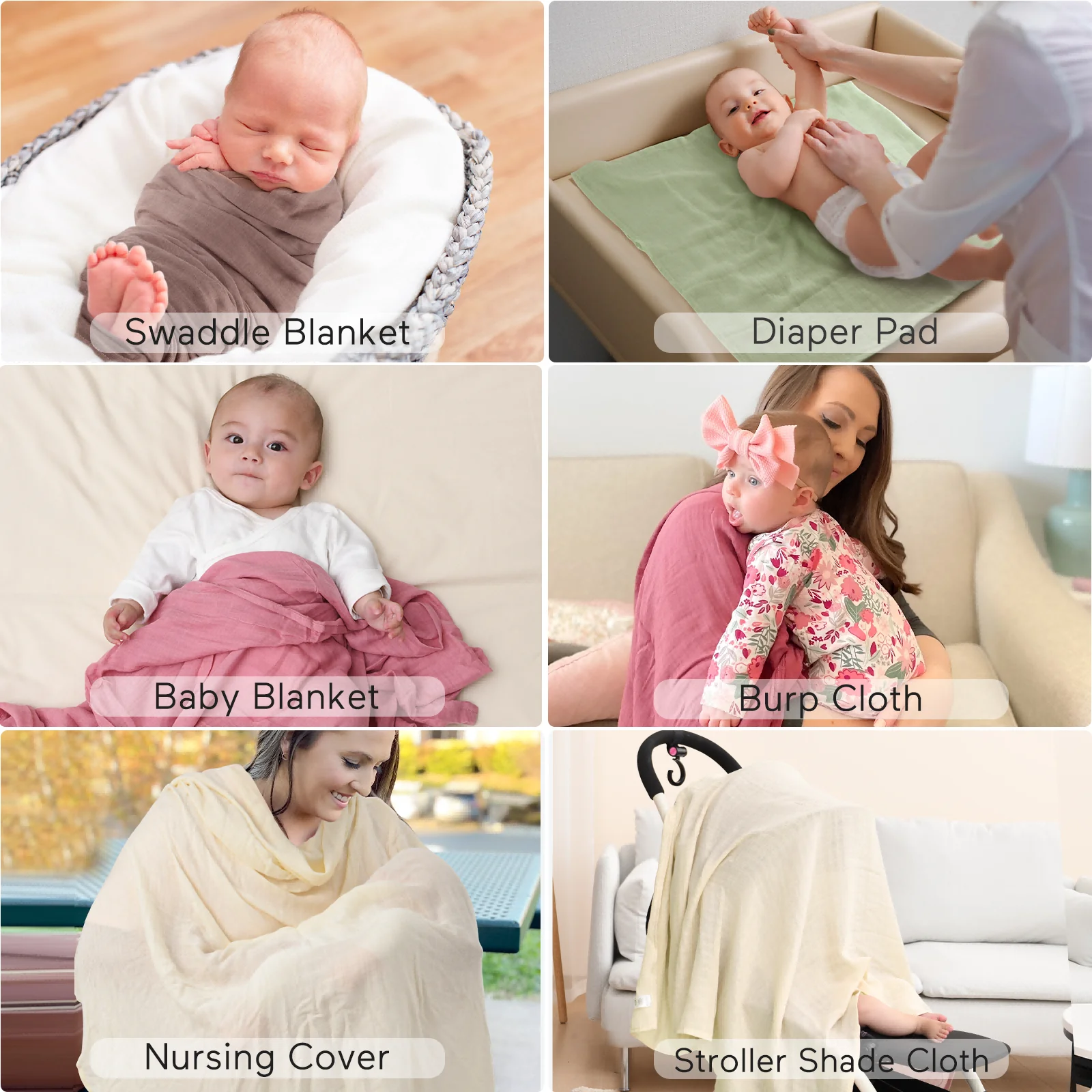 Momcozy Softness Swaddle Blankets -  Light Green (4 Pack) - Image 3