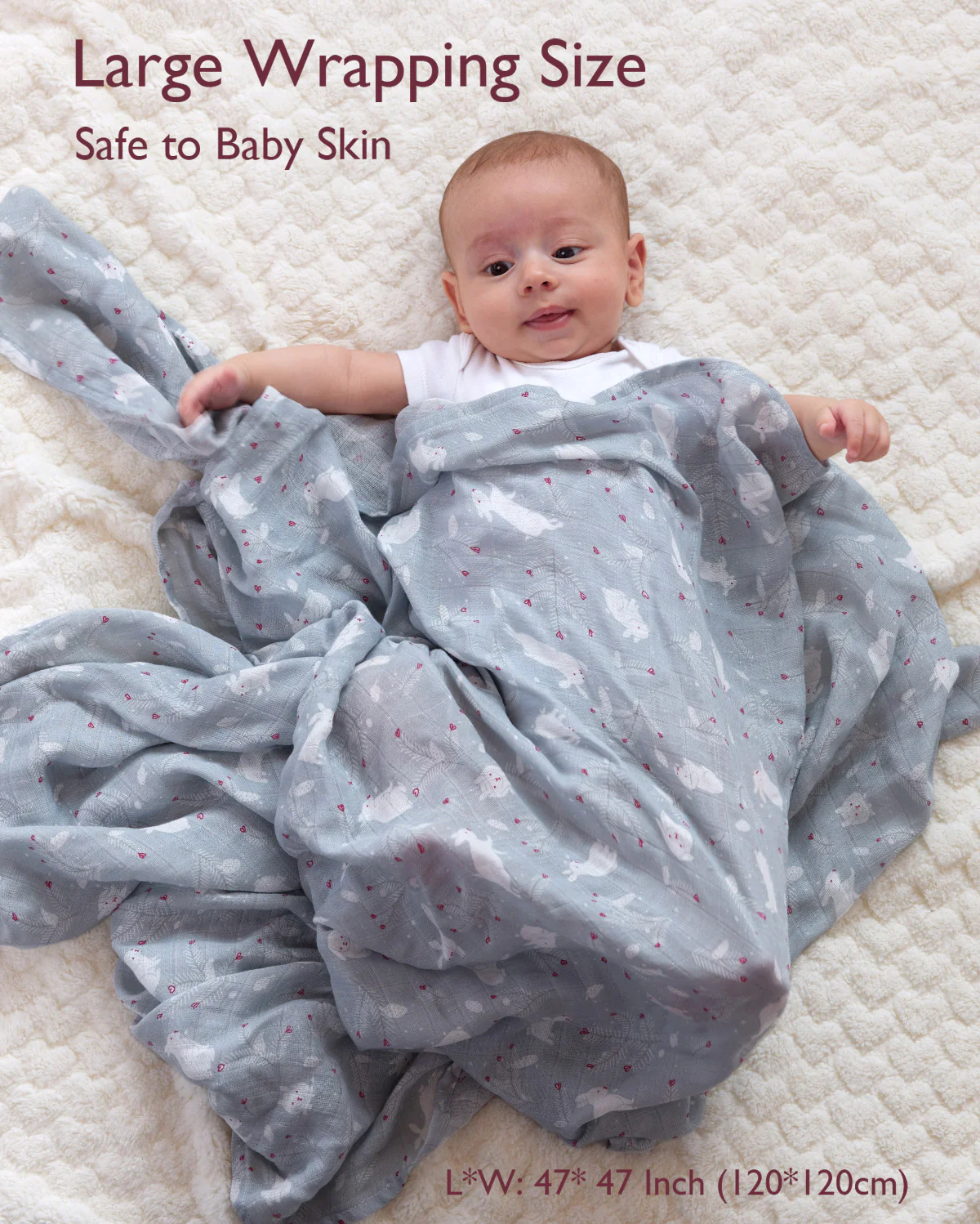 Momcozy Softness Swaddle Blankets -  Lovely Rabbit (4 Pack) - Image 5