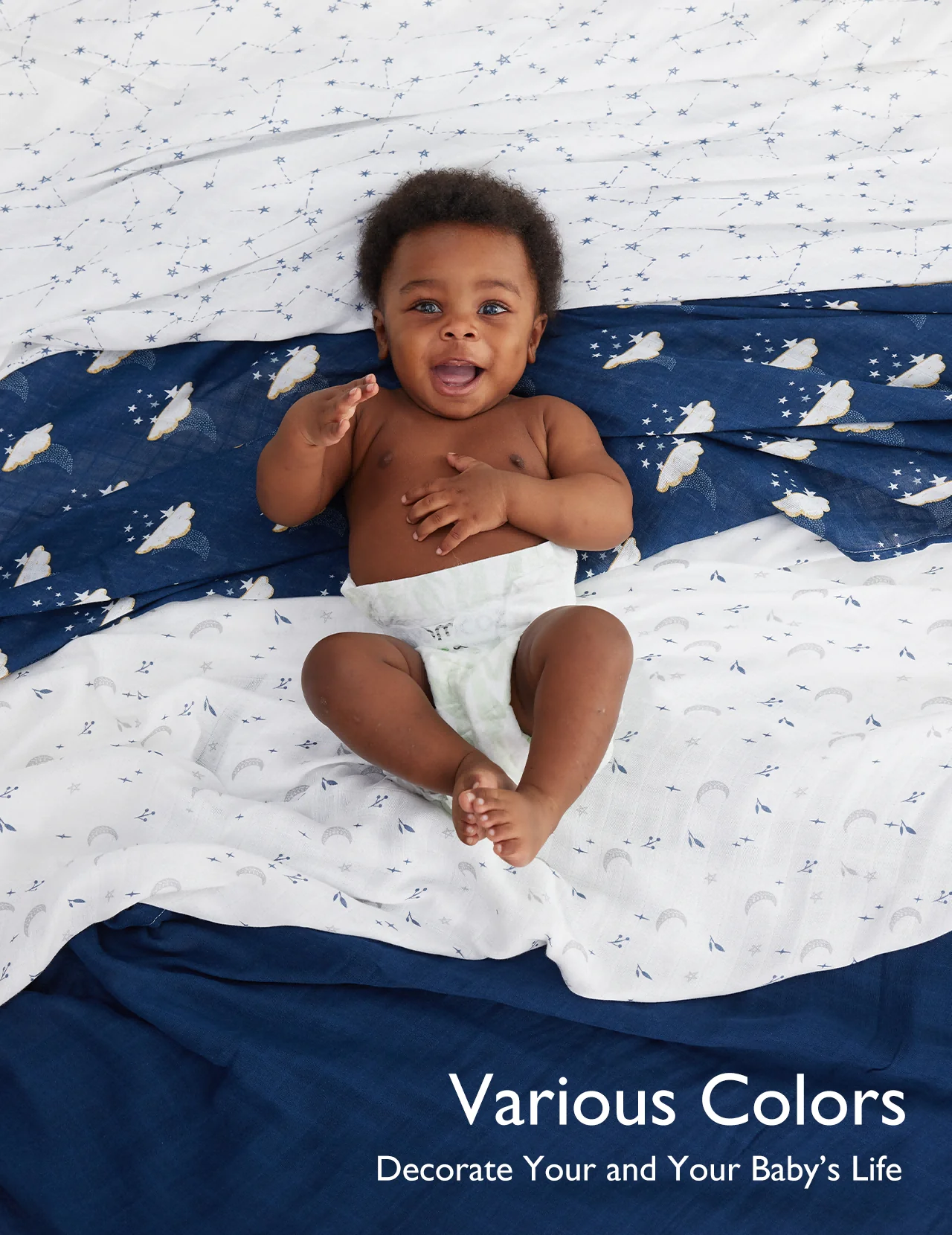 Momcozy Softness Swaddle Blankets -   Midnight Star Clouds (4 Pack) - Image 7