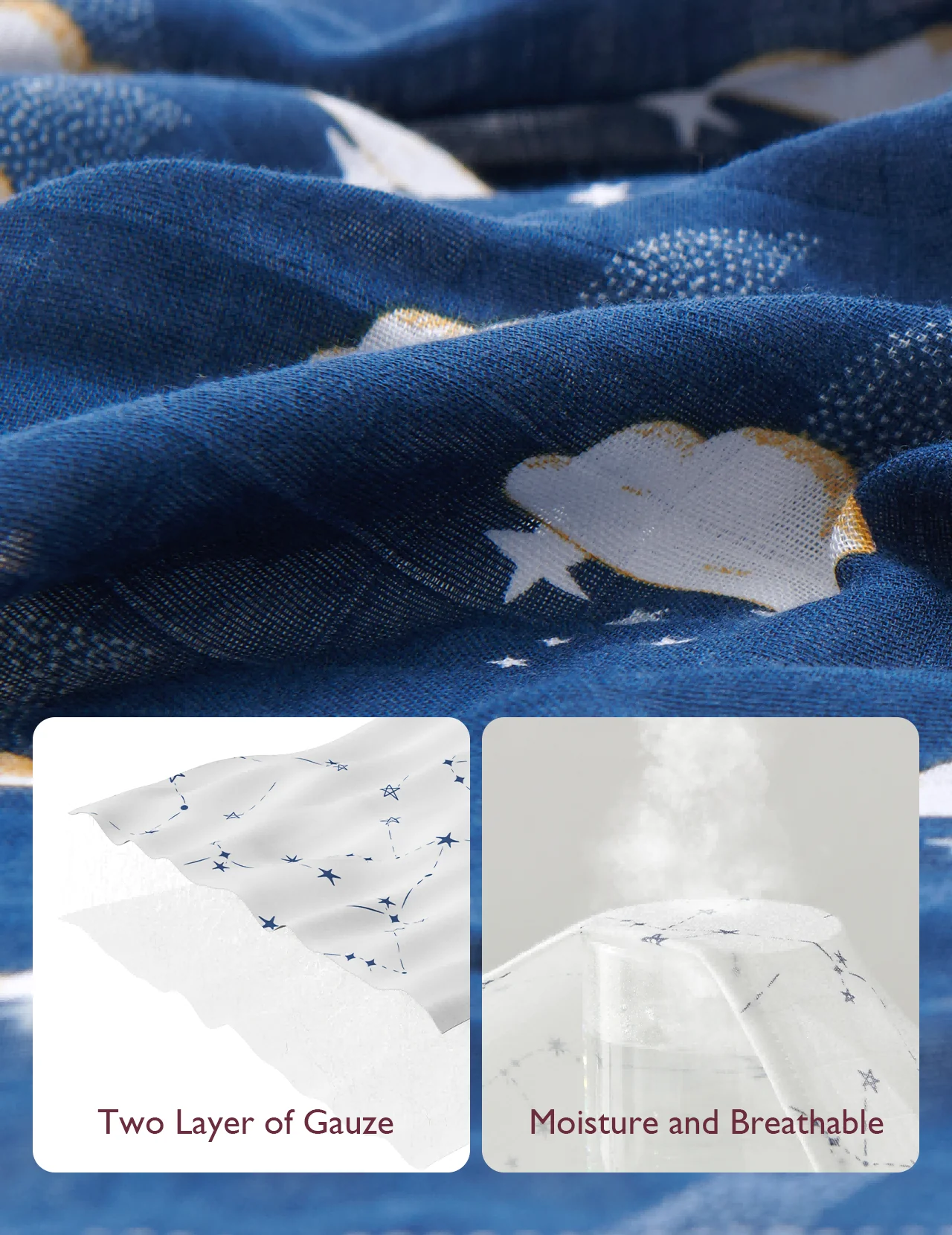 Momcozy Softness Swaddle Blankets -   Midnight Star Clouds (4 Pack) - Image 9