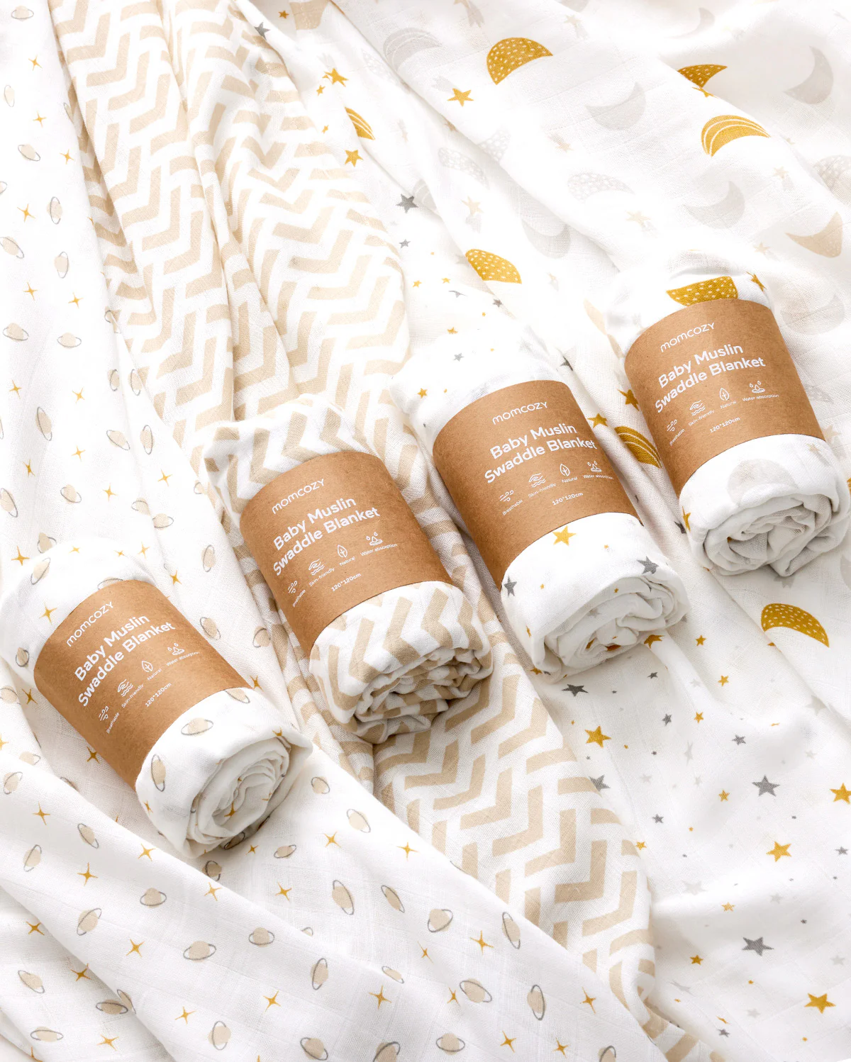 Momcozy Softness Swaddle Blankets - Bling Star (4 Pack) - Image 2