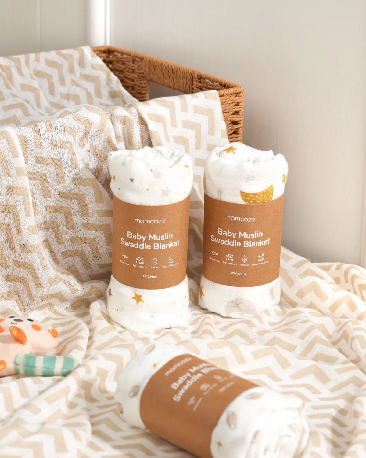 Momcozy Softness Swaddle Blankets - Bling Star (4 Pack) - Image 5