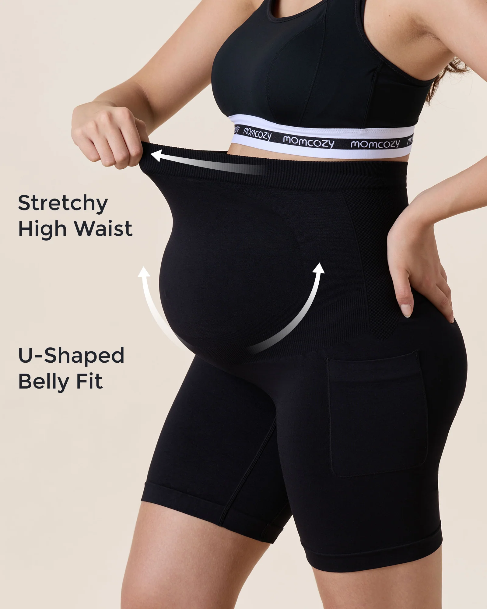Momcozy Women's 6" Over Belly Maternity Biker Shorts with Pockets - Image 14