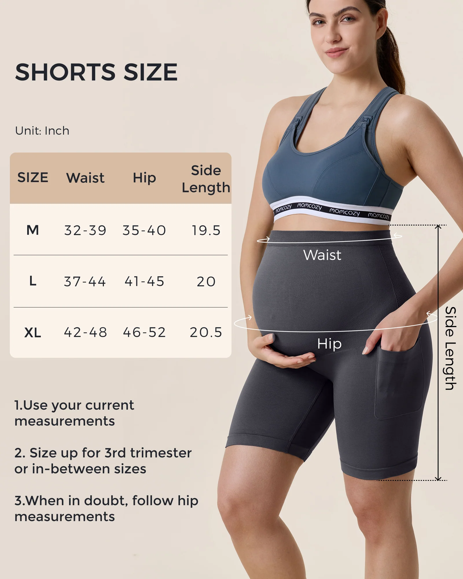 Momcozy Women's 6" Over Belly Maternity Biker Shorts with Pockets - Image 4