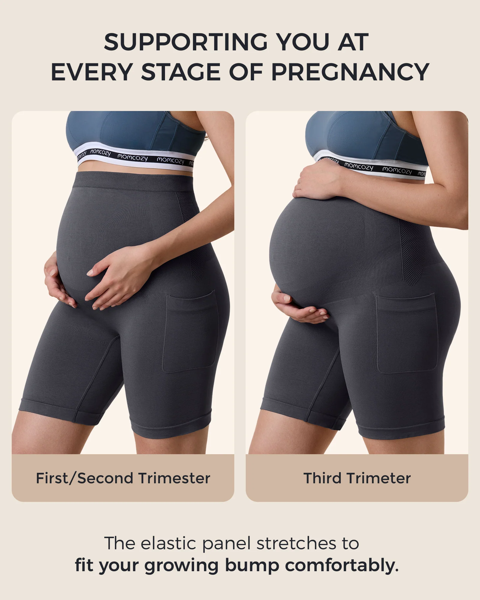 Momcozy Women's 6" Over Belly Maternity Biker Shorts with Pockets - Image 5