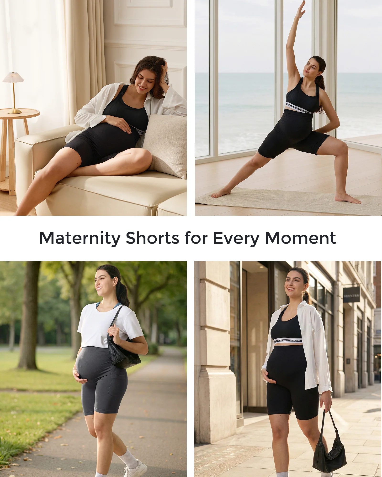 Momcozy Women's 6" Over Belly Maternity Biker Shorts with Pockets - Image 6
