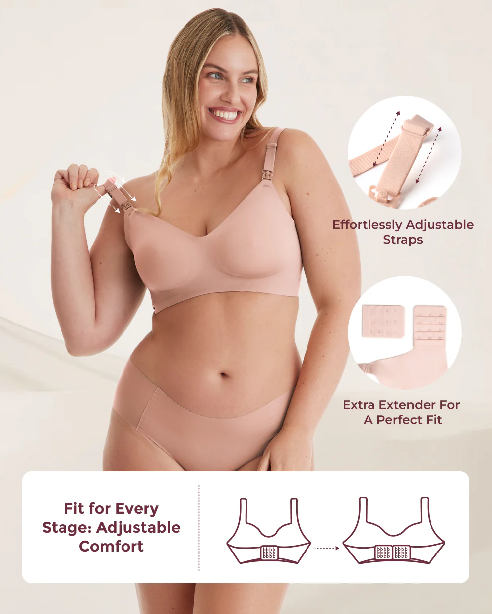 Ultra Soft Seamless Nursing Bra YN21 & DEX - 4-in-1 Hands Free Seamless Stretch Fabric Pumping Bra Bundle - Image 3