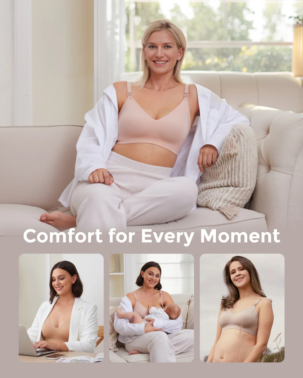 Ultra Soft Seamless Nursing Bra YN21 & DEX - 4-in-1 Hands Free Seamless Stretch Fabric Pumping Bra Bundle - Image 6