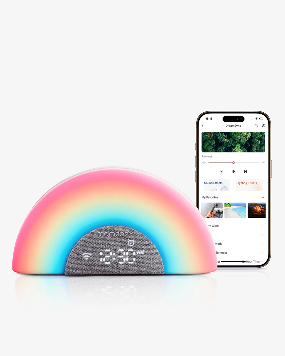 DreamSync Tech™ Smart Baby Sound Machine - Rainbow Light & App Control - Image 12