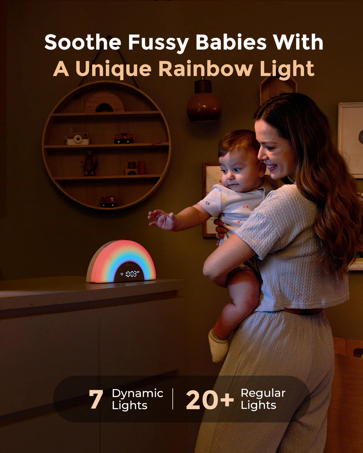 DreamSync Tech™ Smart Baby Sound Machine - Rainbow Light & App Control - Image 3