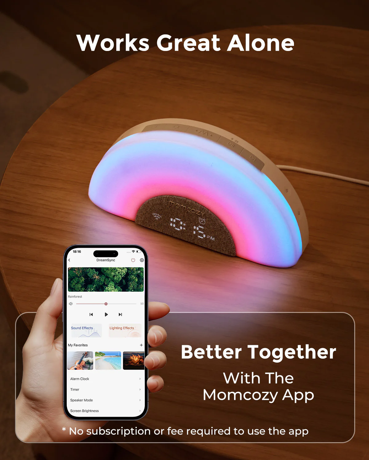 DreamSync Tech™ Smart Baby Sound Machine - Rainbow Light & App Control - Image 6